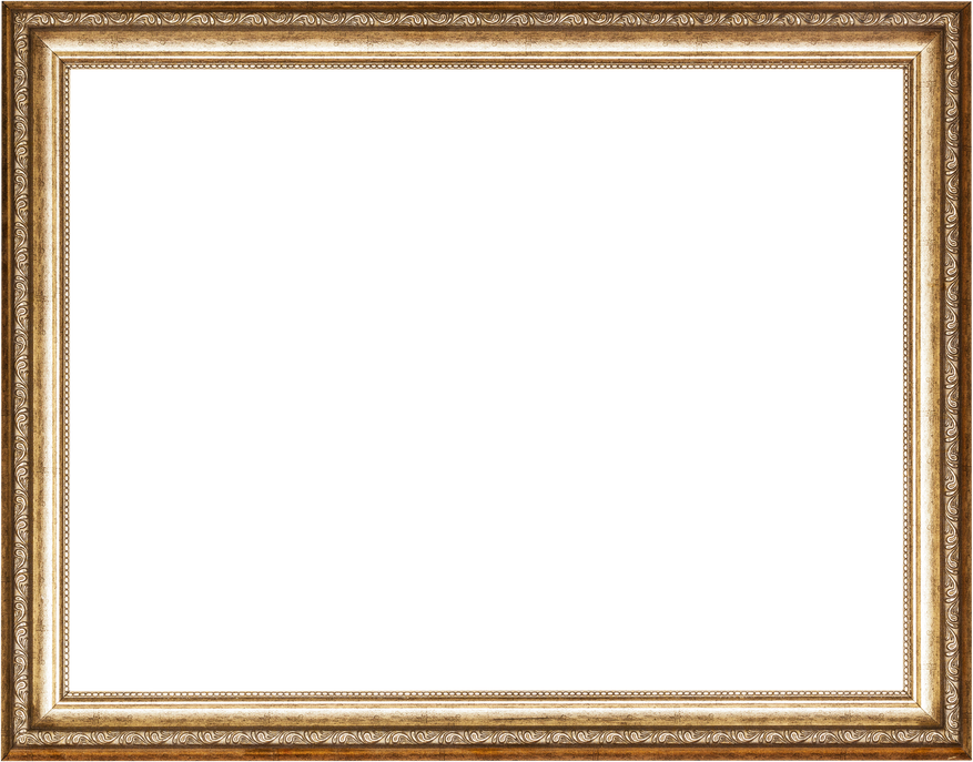 Empty Golden Carved Wooden Picture Frame